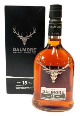 The Dalmore Highland Single Malt Scotch Whisky, aged fifteen years, matured in white oak and finished in Oloroso Sherry casks, 40% vol, 70cl, boxed.