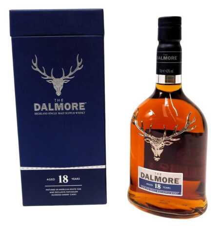 The Dalmore Highland Single Malt Scotch Whisky, aged eighteen years, matured in American white oak and exclusive Matusalem Oloroso Sherry casks, 43% vol, 70cl, boxed.