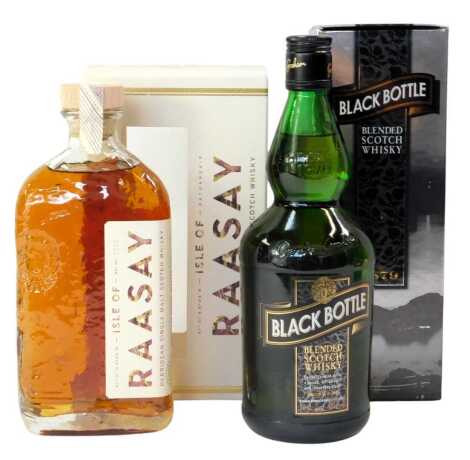 Isle of Raasay Hebridean Single Malt Scotch Whisky, 52% vol, 70cl, and a bottle of Black Bottle Blended Scotch Whisky, 40% vol, 70cl, both boxed. (2)