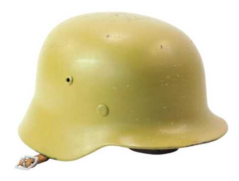 A replica Stahlhelm M40 Wehrmacht Afrika Korps helmet.