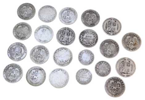 A group of Victorian and later shillings, 108.7g.