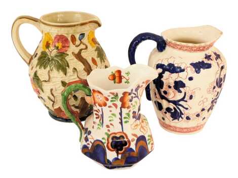 Three pottery jugs, to include a H J Wood Ltd Indian Tree pattern jug.