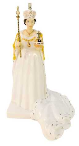 A Coalport porcelain figure modelled as HM Queen Elizabeth, to Celebrate the Diamond Jubilee 2012, C0001, printed marks, 24cm high.