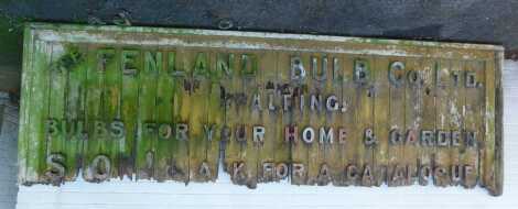 A Pine Bulb Company partial sign, inscribed The Fenland Bulb Company Limited, 107cm high, 295cm wide.