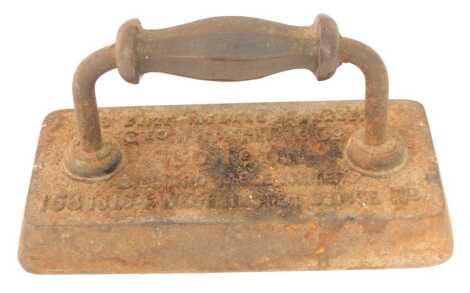 A snooker table iron, stamped 19 Prize Medals Awarded George Wright and Co London Billiard Table Maker, 24cm wide.