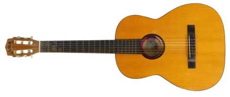 A Tantra Classica acoustic guitar, in case.