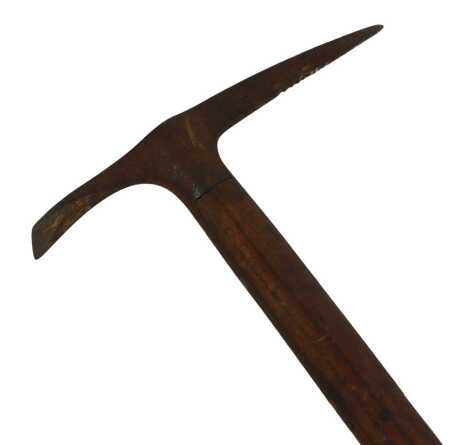 An ice pick, the wooden handle bearing various signatures, 108cm long.