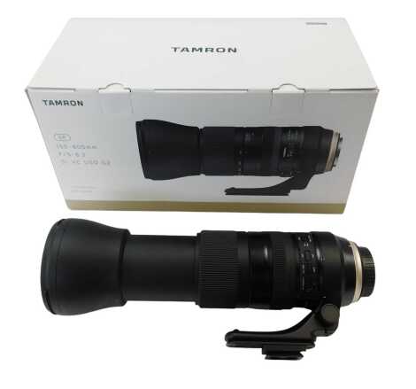 A Tamron 150x600mm lens, f/5-6.3 DI VC USD G2, boxed.