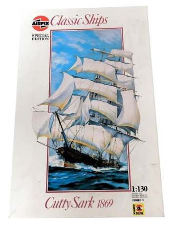 An Airfix Classic Ships Cutty Sark 1869 model kit, 1;130, series 9.