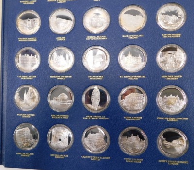 John Pinches Betjeman's Bygone Britain sterling silver proof medal set, comprising thirty-six silver medals in a fitted display case, limited edition of 1,266, with original certificates and contained in slip case. - 4