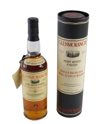 A bottle of Glenmorangie single Highland Scotch whisky, with port wood finish, 70cl, with outer tube case.