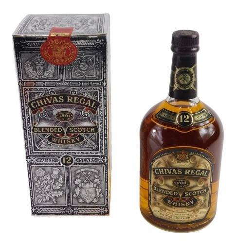 A bottle of Chivas Regal, blended Scotch whisky, aged twelve years, 1ltr, with box.