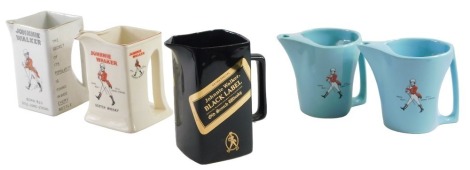 A group of Johnnie Walker whisky water jugs, varieties including Johnnie Walker black label jug. (5)