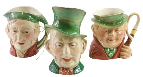 Three Beswick Dickens character jugs, comprising Mr Micawber, number 310, 23cm high, Tony Weller, number 281, 27cm high, and Scrooge, number 372, 27cm high. (3)