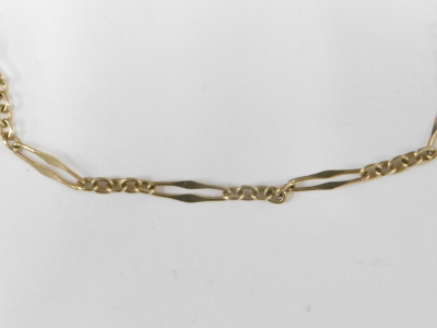 A 9ct gold thin chain necklace, hallmarked, 44cm long, 5.5g, and a 9ct gold tie pin, total weight 7.6g. (2) - 2