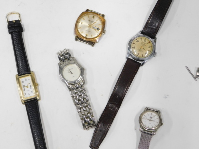 A group of ladies fashion watches and others, including a Sekonda wristwatch with chunky bracelet strap, Sind Aco Firstline wristwatch, gentleman's pocket watch in Continental silver case, etc. (11) - 2