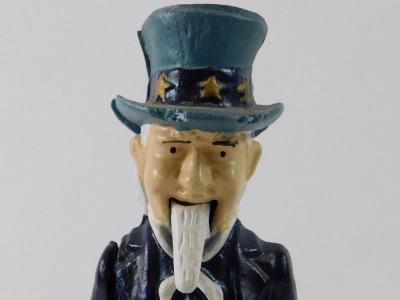 A reproduction Uncle Sam painted cast iron money box, 28cm high. - 3