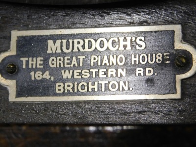 A 1920s HMV oak cased wind up tabletop gramophone, with HMV number 4 pick up head model 103, with winding handle. - 4