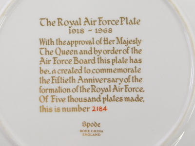 A Spode Royal Air Force commemorative plate, 1918-1968, number 2184/5000, boxed with certificate. - 2