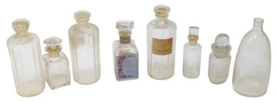 A group of Eau de Cologne bottles and chemist's bottles, etc. (9)