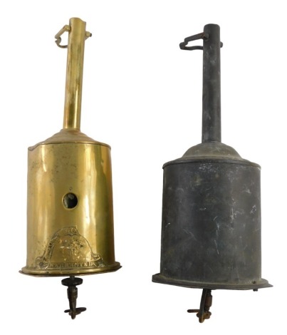 Two 19thC brass cased roasting meat jacks.