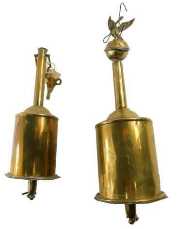 Two 19thC brass cased roasting meat jacks, one by Salter & Co, and one by Higgs & Jones Lord Street Liverpool.