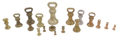 A collection of brass and other scale weights, mainly of bell shape design. (18)