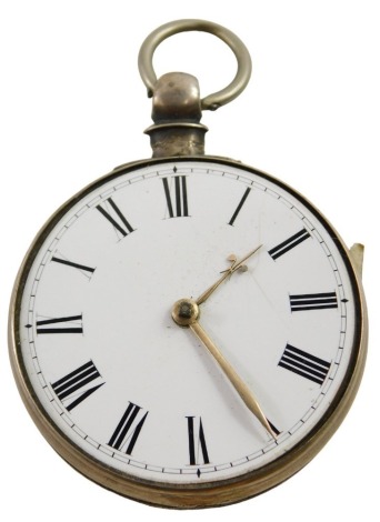 A 19thC silver pocket watch, with white enamel Roman numeric dial, the movement stamped Malton JAS Newbie, numbered 3249, in silver case (AF), in Judge & Co Jewellers box.