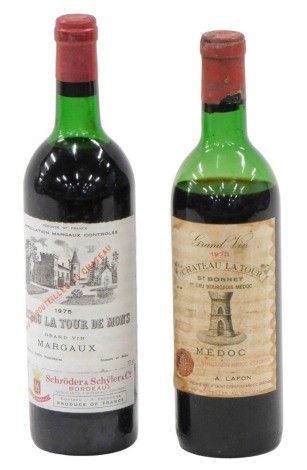 A bottle of Chateau Latour St Bonnet 1970, and a bottle of Chateau Latour De Mons 1975. (2)