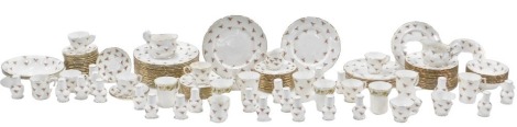 Duchess bone china dinner and teaware, with rosebud decoration, including dinner plates, breakfast plates, dessert plates, and side plates, mugs, cups and saucers, salt and pepper pots, etc. (approximately 140 pieces)