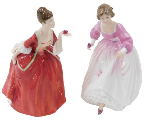 Two Royal Doulton figures, of Flower of Love HN3970, and Ashley HN3420, 19.5cm high, and 19cm high respectively. (2)