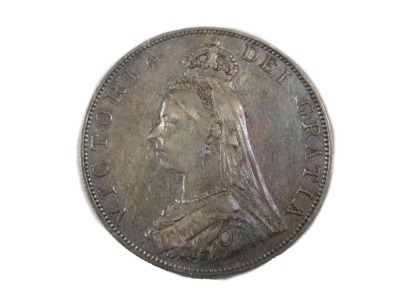 A Victorian silver double florin dated 1887.