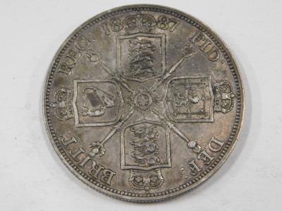 A Victorian silver double florin dated 1887. - 2