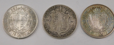 Three Victorian and later silver half crowns, comprising 1893, 1899, and 1903. (3) - 2