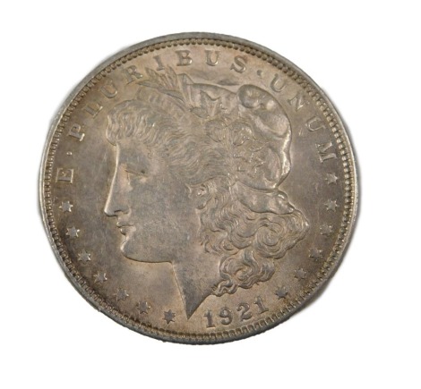 An American one silver dollar, dated 1921.