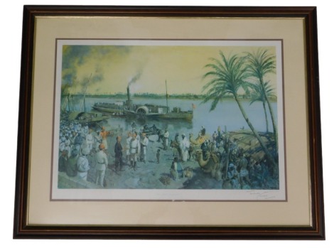 After Terence Cuneo. The Last Despatch (General Gordon at Khartoum 15th December 1884), circa 1981, signed by the artist in pencil on the margin, 50cm x 70cm.