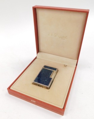 A SL Duport French lighter, with a blue and green enamel case, white metal stamped sterling. - 4