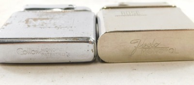 A collection of Colibre Monopol pocket lighters, to include chrome and gold coloured cased examples, an orange amber style cased example, Matrix and others, in fitted display case. (18) - 9