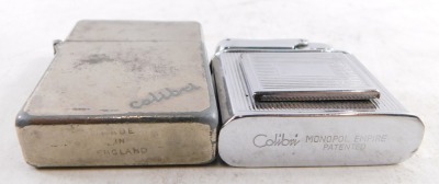 A group of Colibre pocket lighters, stainless steel case, some with enamel decoration bearing shields, some formed as columns, boxes, one with Ireland crest, in fitted case. - 4