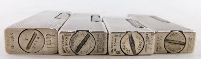 Withdrawn pre-sale. Four Dunhill lighters, comprising three stamped 935 or sterling, and another plated example, two boxed. (4) - 3