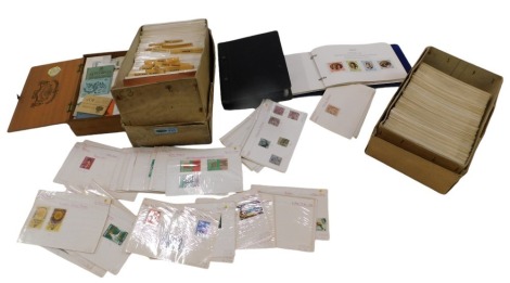 A collection of world and British stamps, mainly mounted on filing cards, some loose stamps, and British Elizabeth II Coronation stamps, etc., including Royal Silver Wedding stamp album 1972.