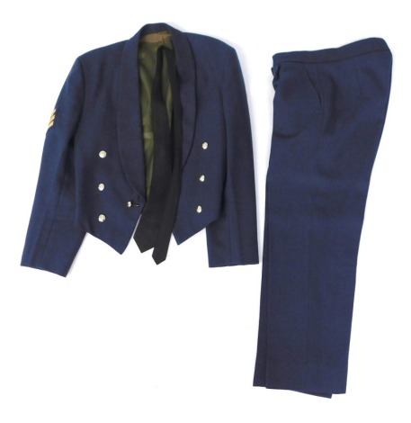 An RAF Flight Sargeant mess jacket, trousers and a tie.