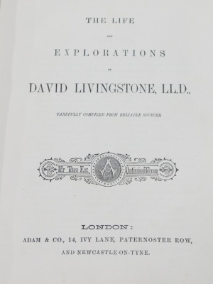 The Life and Explorations of David Livingstone LLD, in a leather bound brass and gilded binding, with figures and lions, with front coloured plate, printed by Adam & Co of London. - 4