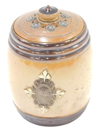 A Royal Doulton Lambeth tobacco jar, 14cm high.