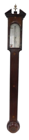 A Gatte Vecit stick barometer, in mahogany boxwood case, with silvered display, 105cm high.