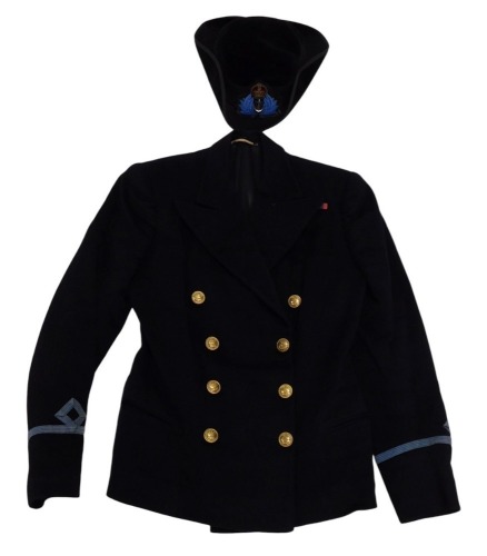 A Royal Navy presentation evening dress jacket, and six and seven eighths hat.