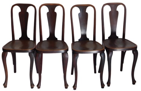 A set of four Thonet early 20thC Queen Anne style bentwood chairs.