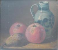 H D Croome. Still Life with fruit and a stoneware jug