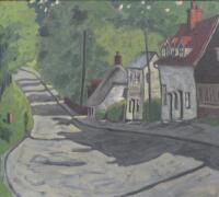 20thC School. Street scene with cottages