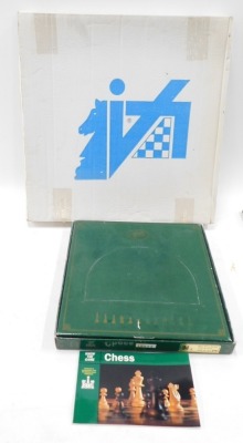 A BCF brass chess set, boxed, and a chess board. - 3